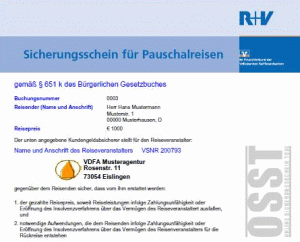 Sicherungsschein der R+V Versicherung